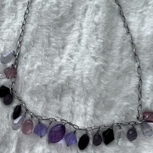 Lia Sophia Elegant Purple and Silver Necklace